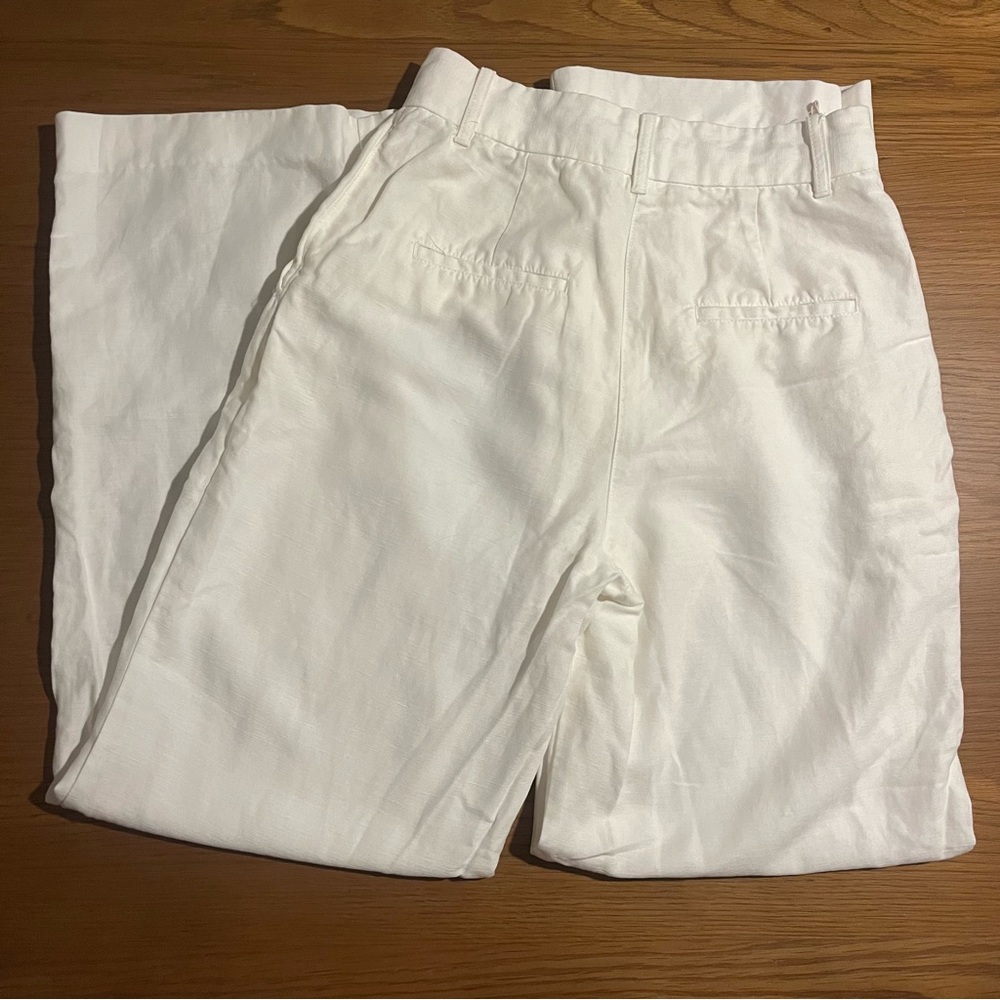 Aritzia Wilfred White Linen Effortless Trouser Pants